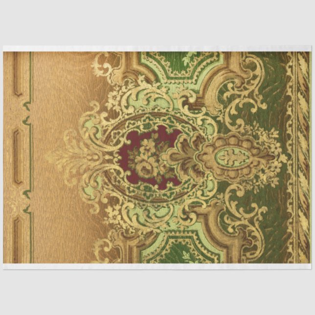 Eleganter Verzierter Rokoko Floral Seidenpapier (Vorderseite)