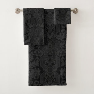 Eleganter Verzierter Viktorianischer Damast Badhandtuch Set