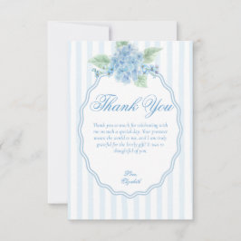 Eleganter Viktorianischer Blue Hydrangea Scalloped Dankeskarte