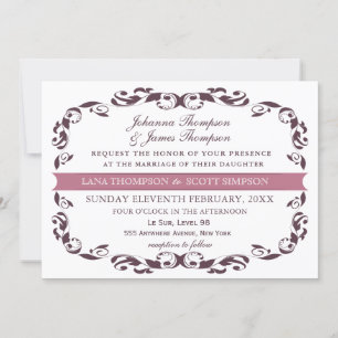 Eleganter Viktorianischer Blüh Filigree White Wedd Einladung