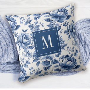 Eleganter Vintag Blue Floral English Garden Kissen