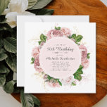 Eleganter Vintag Blush Pink Bläschen 50. Geburtsta Einladung<br><div class="desc">Elegante moderne botanische/gartenähnliche,  rosafarbene Aquarellfarben Vintage Blumen (Rose) und grün bemalte Blätter auf quadratisch weiß 50. Geburtstagseinladung. Text,  Schriftart,  Schriftart und Farbe sind vollständig anpassbar,  sodass diese Karte auf Ihren Anzug angepasst werden kann.</div>
