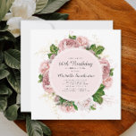 Eleganter Vintag Blush Pink Flora 60. Geburtstag Einladung<br><div class="desc">Elegante moderne botanische/gartenähnliche,  rosafarbene Aquarellfarben Vintage Blumen (Rose) und grün bemalte Blätter auf quadratisch weiß 60. Geburtstagseinladung. Text,  Schriftart,  Schriftart und Farbe sind vollständig anpassbar,  sodass diese Karte auf Ihren Anzug angepasst werden kann.</div>
