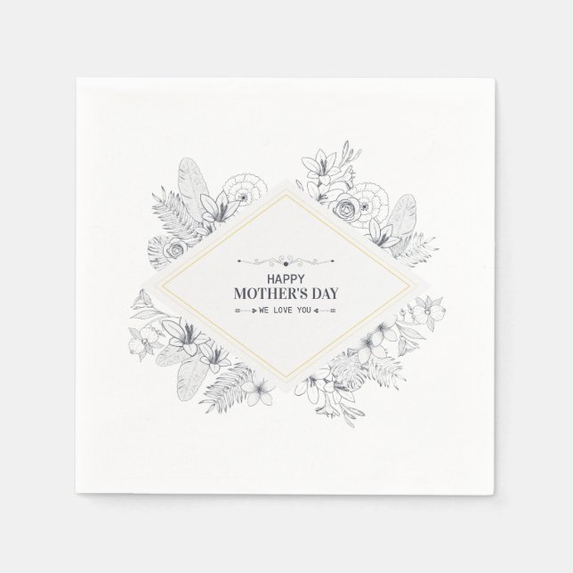 Eleganter Vintag glücklicher Muttertag | Napkin Serviette (Vorderseite)