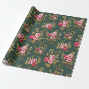 Eleganter Vintag rosa-grüner Hintergrund Geschenkpapier