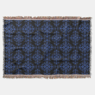 Eleganter Vintage-Damask-Stil Blau Schwarz Decke