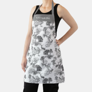 Eleganter Vintage-Grau-Hirsch-Toile mit Namen Schürze