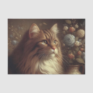 Eleganter Vintage-Katzen-Porträt-Decoupage Seidenpapier