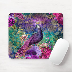 Eleganter Vintage-Lila-Pfau Türkis Mousepad