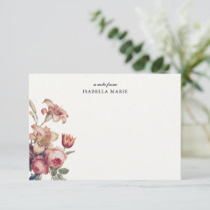 Eleganter Vintage-Name-Blumen- Mitteilungskarte