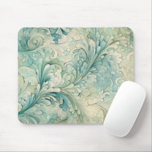 Eleganter Vintage Türkis-Creme-Schwung Mousepad