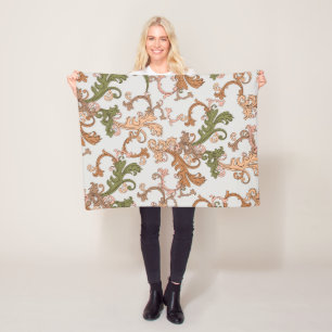 Eleganter Vintage-Victorian-Boho-Blätter-Hintergru Fleecedecke