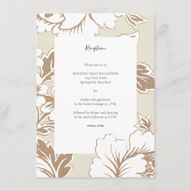 Eleganter Vintage Wedding Empfang Begleitkarte (Vorderseite)