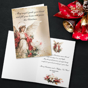 Eleganter Vintage-Weihnachtsengel Feiertagskarte