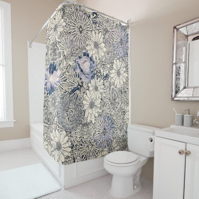 Eleganter Vintager Abstrakter Blumenhintergrund | Duschvorhang (Beispiel)