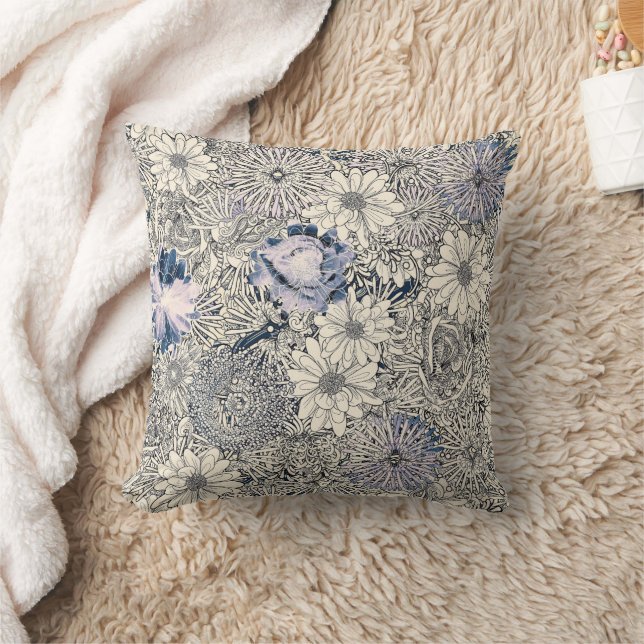 Eleganter Vintager Abstrakter Blumenhintergrund | Kissen (Decke)