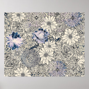 Eleganter Vintager Abstrakter Blumenhintergrund   Poster