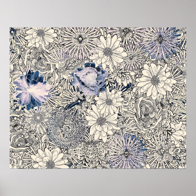 Eleganter Vintager Abstrakter Blumenhintergrund | Poster (Vorne)