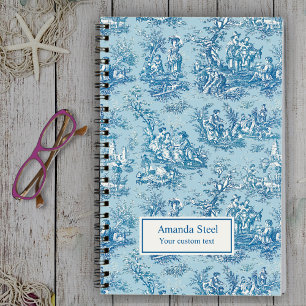 Eleganter Vintager aquamariner Toile de jouy Notizblock