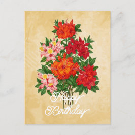Eleganter Vintager Azalea Blume Happy Birthday Postkarte