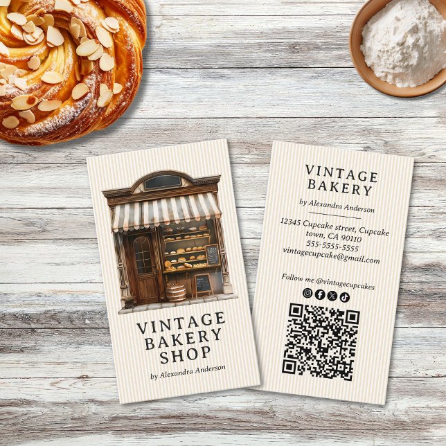 Eleganter Vintager Bäckereiladen Visitenkarte (Elegant Vintage Bakery Shop Business Card)