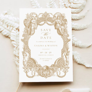 Eleganter Vintager Barockfloralhochzeittag Rett Einladung