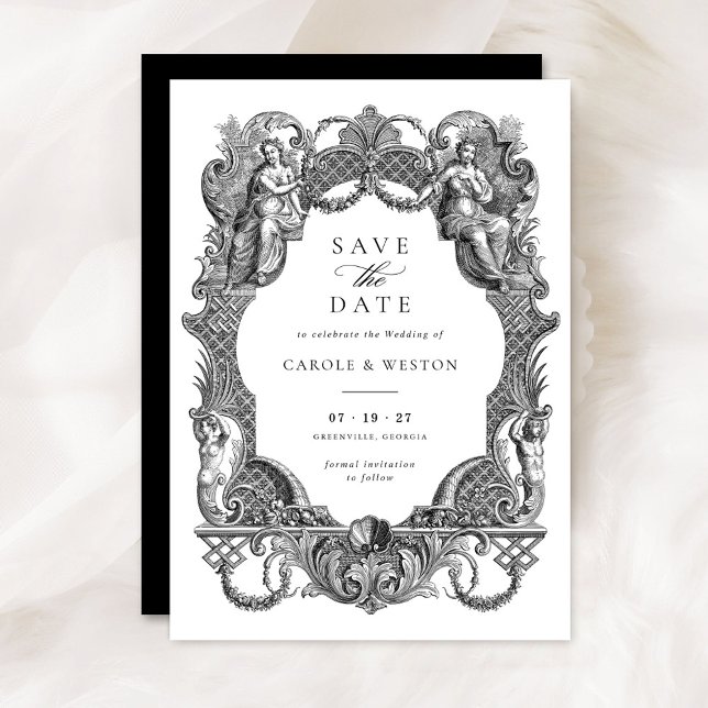 Eleganter Vintager Barockfloralhochzeittag Rett Einladung (Von Creator hochgeladen)