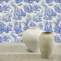 Eleganter Vintager Blauer Jouy