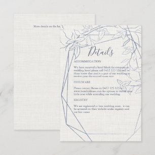 Eleganter Vintager blauer Rahmen   Linen Wedding Begleitkarte
