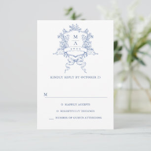 Eleganter Vintager Blue French Garden RSVP Karte