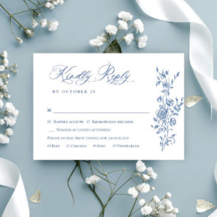 Eleganter Vintager Blue French Garden RSVP Karte
