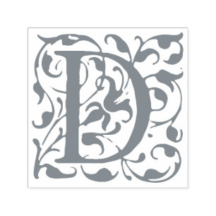 Eleganter Vintager Blüh Letter D Monogramm Permastempel