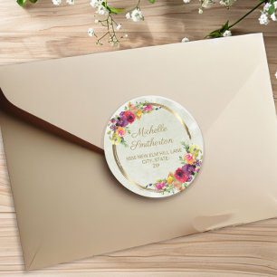 Eleganter Vintager Blumen-Gold-Rahmen Frauen zum G Runder Aufkleber