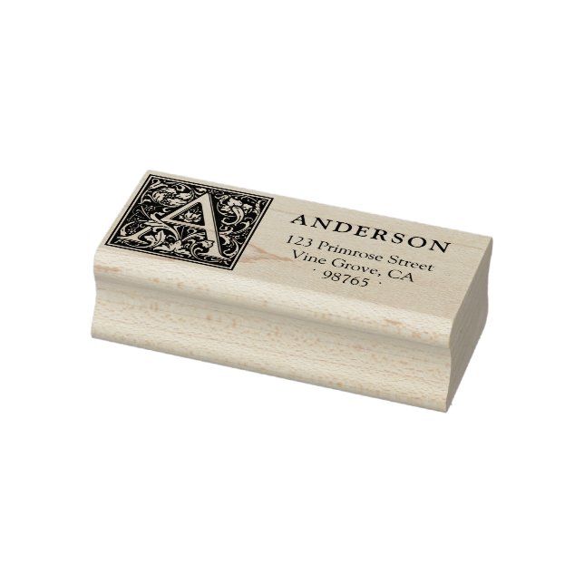 Eleganter Vintager Blumenbrief A Monogram Custom Gummistempel (Stempel)