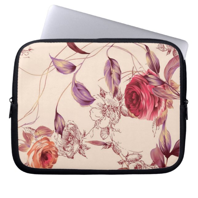 Eleganter Vintager Blumencreme-u. Rosen-Kasten Laptopschutzhülle (Vorderseite)