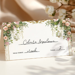 Eleganter Vintager Blumengarten Hochzeit Platzkarte