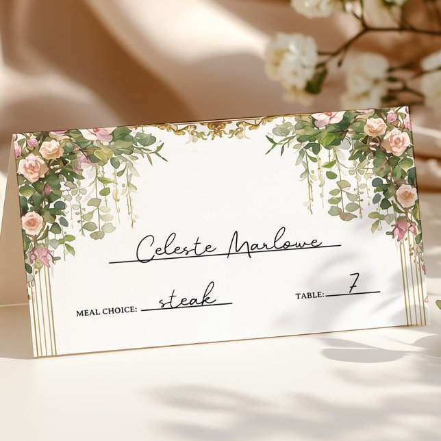 Eleganter Vintager Blumengarten Hochzeit Platzkarte (Von Creator hochgeladen)