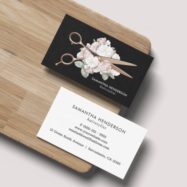 Eleganter Vintager Blumenhaarif Visitenkarte (Von Creator hochgeladen)