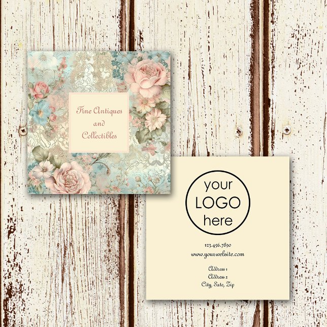 Eleganter Vintager Blumenladen Quadratische Visitenkarte (Von Creator hochgeladen)