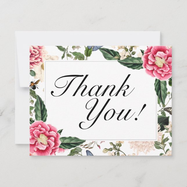 Eleganter Vintager Botanicals Geburtstag Dankeskarte (Vorderseite)