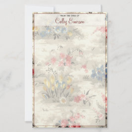 Eleganter Vintager Botanischer Burgundy-Text Briefpapier