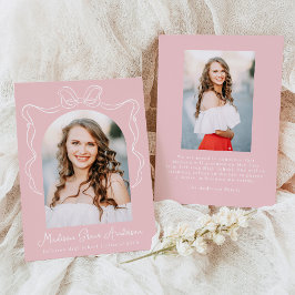 Eleganter Vintager Bow Pink Foto Abschluss Ankündigung