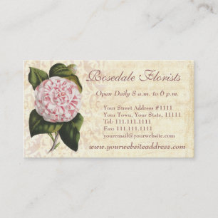 Eleganter Vintager Camellia Gardener oder Florist Visitenkarte