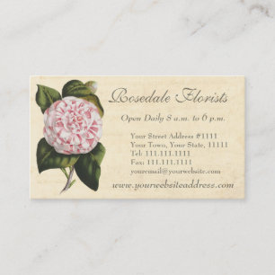 Eleganter Vintager Camellia Gardener oder Florist Visitenkarte