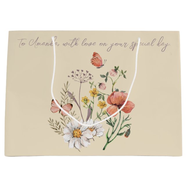 Eleganter Vintager Cottailcore Große Geschenktüte (Vorderseite)