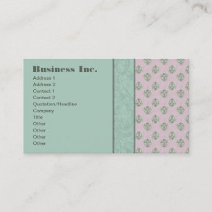 Eleganter Vintager Damast blau und rosa Visitenkarte