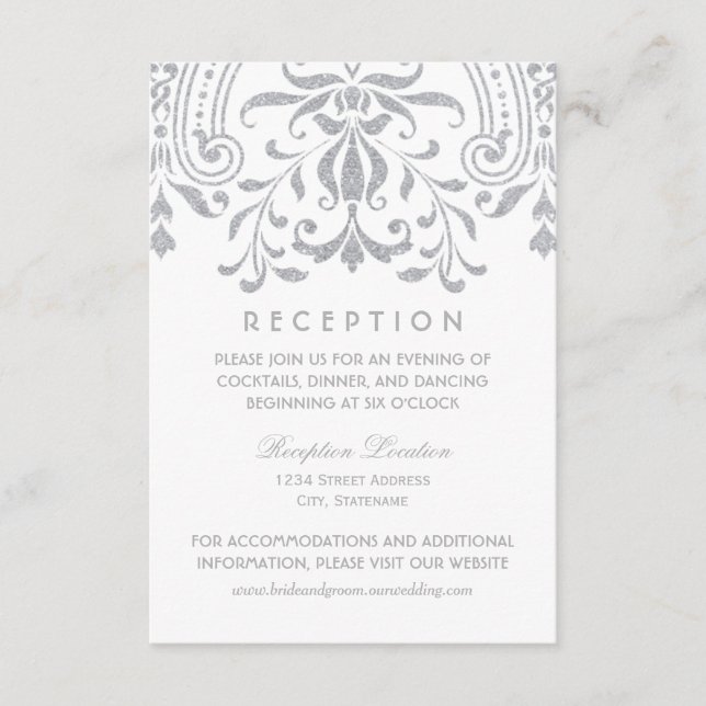 Eleganter Vintager Glamour Hochzeitsempfang Begleitkarte (Vorderseite)