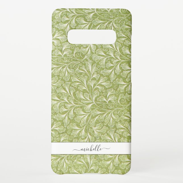 Eleganter Vintager grüner botanischer Skriptname Samsung Galaxy Hülle (Rückseite)