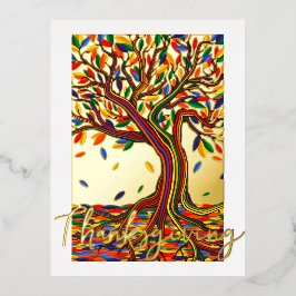Eleganter Vintager Herbstbaum Schöne Dekoration Folien Feiertagspostkarte