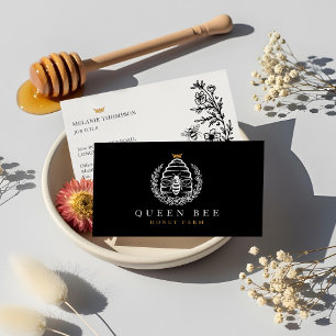 Eleganter Vintager Honey Queen Beehive Floral Wrea Visitenkarte